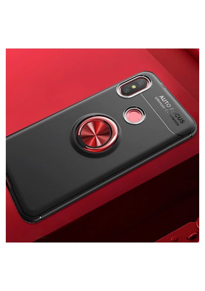 Xiaomi Mi A2 Lite Kılıf Manyetik (Metal) Yüzüklü ve Stant Olabilen Rewon Premium Silikon Kapak
