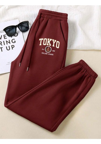 Rahat Kalıp Paça Lastikli Cepli Tokyo Baskılı Jogger Alt Eşofman