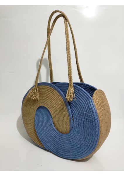 Beach Handmade Kadın Omuz Çantası, Hediyelik El Yapımı Tasarım Mavi Plaj Çantası, Sonsuzluk Totebag Yazlık Çanta fiyatları