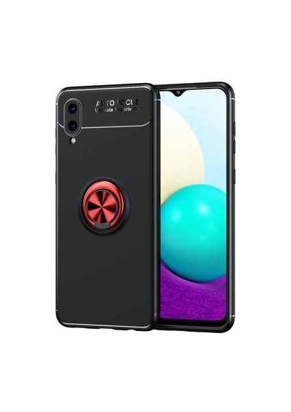 Samsung Galaxy A02 Kılıf Metal Stant Olabilen Yüzüklü Flexring Premium Silikon Kılıf