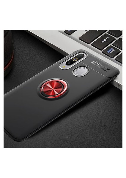 Samsung Galaxy A20S Kılıf Metal Stant Olabilen Yüzüklü Flexring Premium Silikon Kılıf
