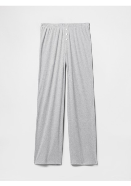 Kadın Gri Mini Fitilli Wide-Leg Pj Pantolon fiyatları