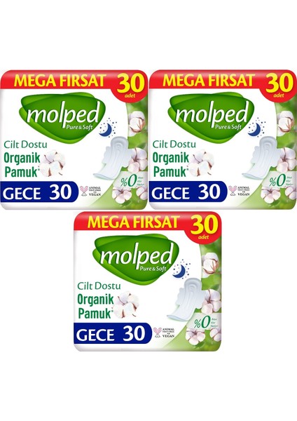 Pure&soft Hijyenik Ped Gece 90 (3pk*30) Adet Mega Pk