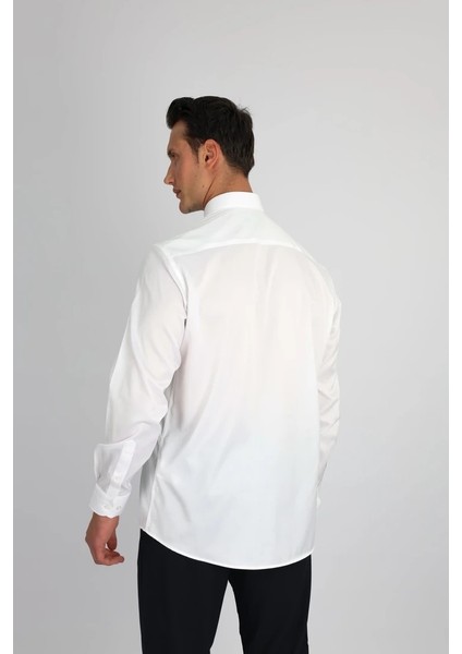 Enzo Ferrettı EF11 R 901 Beyaz Non-Iron Çift Kat Iplik, Regular Fıt,erkek Gömlek indirimleri