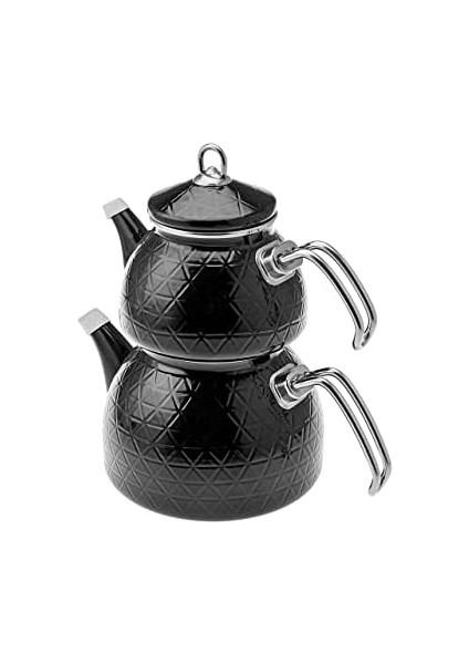 Kristal Emaye Çaydanlık Takımı Siyah fiyatları