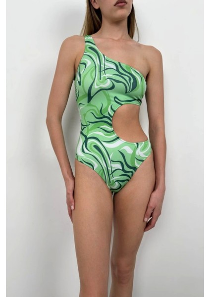 Tek Omuz Desenli Yüksek Bel Mayo fiyatları