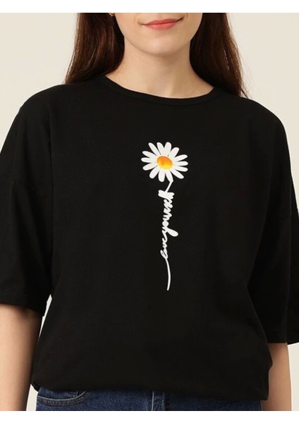 Baskılı Siyah T-Shirt - En Trend Modeller Benorra'da fırsatları