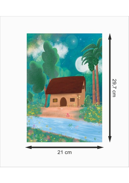 Kulübe Orman Dekoratif Retro Ahşap Poster fiyatları