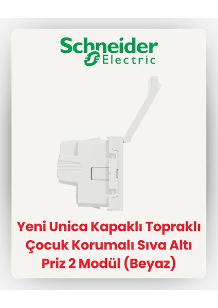 Electric Yeni Unica Kapaklı Topraklı Çocuk Korumalı Sıva Altı Priz 2 Modül (Beyaz) NU303718TA fırsatları