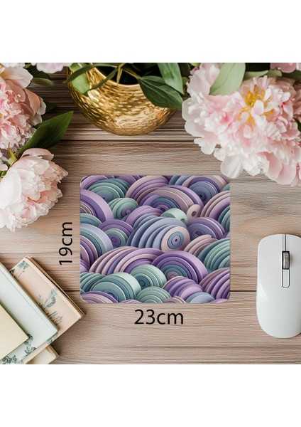 Yarım Daire Dizilimli Mint-Lavanta Mousepad - 19X23 cm 2 mm Dikdörtgen Ithal Baskılı Mouse Pad