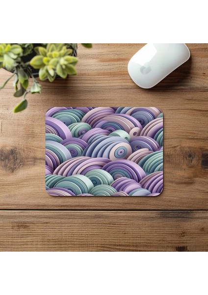 Yarım Daire Dizilimli Mint-Lavanta Mousepad - 19X23 cm 2 mm Dikdörtgen Ithal Baskılı Mouse Pad fırsatları