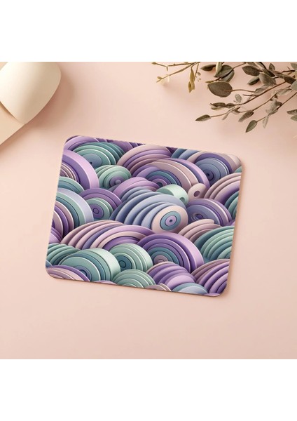 Yarım Daire Dizilimli Mint-Lavanta Mousepad - 19X23 cm 2 mm Dikdörtgen Ithal Baskılı Mouse Pad indirimleri
