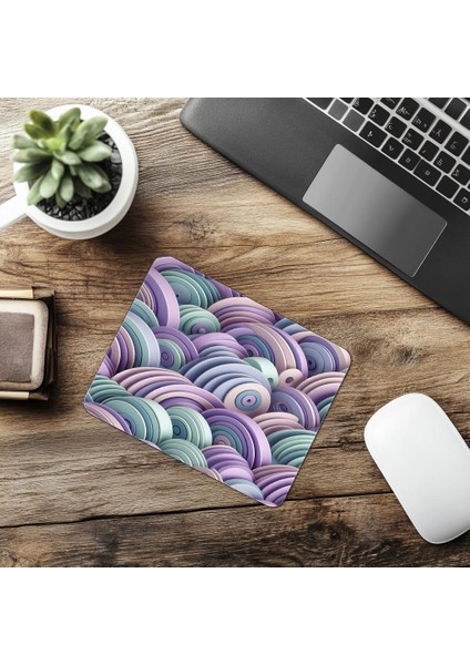 Yarım Daire Dizilimli Mint-Lavanta Mousepad - 19X23 cm 2 mm Dikdörtgen Ithal Baskılı Mouse Pad
