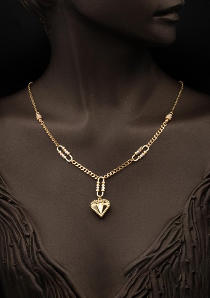 Kalp Zinciri 14 Ayar Altın Takı Seti modelleri