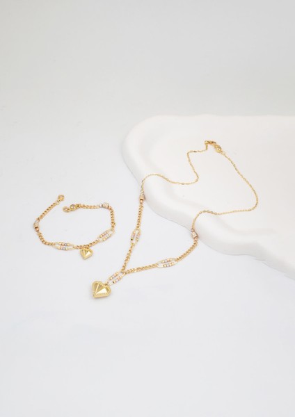 Kalp Zinciri 14 Ayar Altın Takı Seti fırsatları