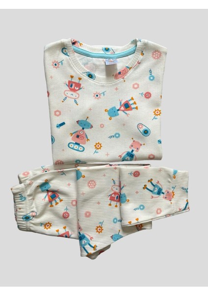 Kız Çocuk Pamuklu Çiçek Robot Desenli Fitilli Kısa Kollu Yazlık Pijama Takımı fırsatları