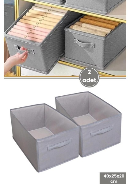 2’li Pantolon Kazak Düzenleyici Set, Elbise Kıyafet Çamaşır Saklama Kutusu Mukava Destekli (40X25CM)