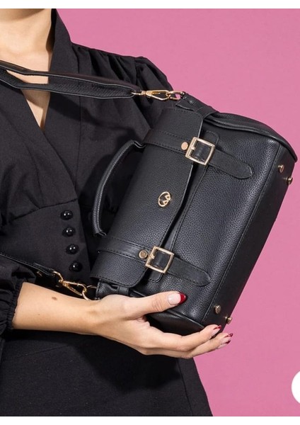 Kemer Modelli Siyah Kapağı Mıknatıslı El ve Omuz Çanta fiyatları