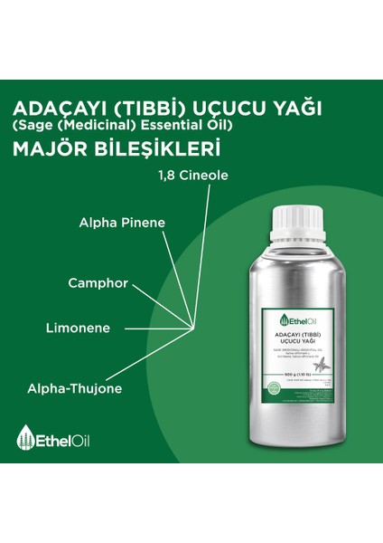 Adaçayı (Tıbbi) Uçucu Yağı - Etheloil - 500 gr - ve Uçucu Yağ - Üretici Firma, , Toptan Satış - Sage (Medicinal) Essential Oil - Salvia Officinalis L fırsatları