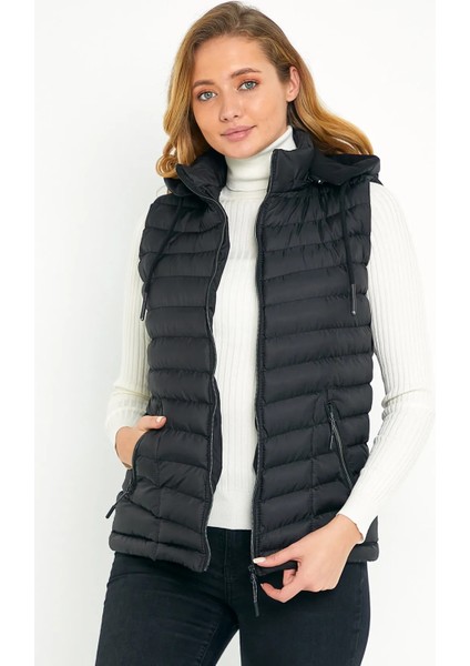 Kadın Siyah Şişme Yelek Kapüşon Içi Polarlı 5001 indirimleri