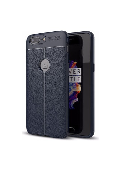 One Plus 5 Kılıf Deri Görünümlü Deriko Premium Silikon Kapak