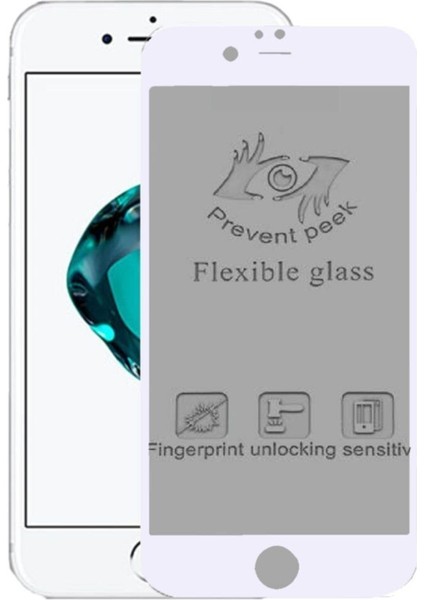 Iphone 7/8 Plus Beyaz Privacy Seramik Tam Kaplayan Ekran Koruyucu