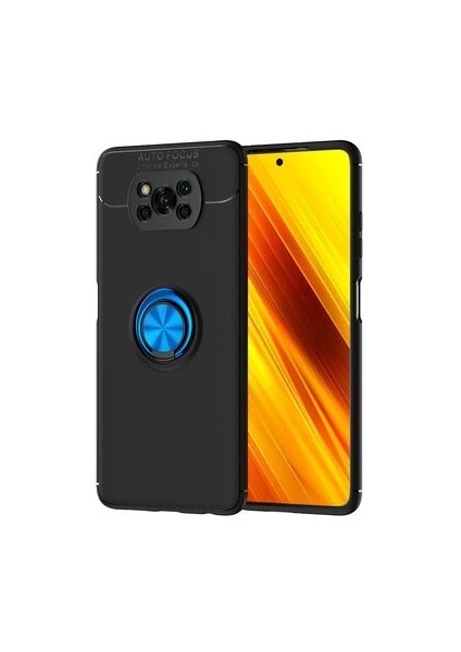Poco X3 Pro Kılıf Manyetik (Metal) Yüzüklü ve Stant Olabilen Rewon Premium Silikon Kapak