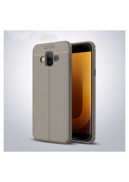 Samsung Galaxy J7 Duo Kılıf Deri Görünümlü Deriko Premium Silikon Kapak