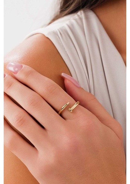 14 Ayar Altın Çivi Yüzük