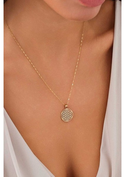 14 Ayar Altın Yaşam Çemberi Kolye fırsatları