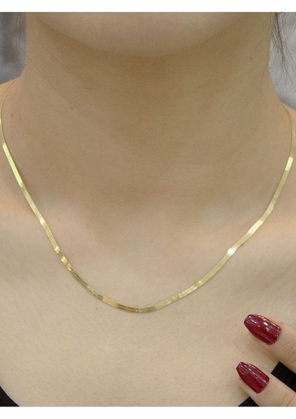 14 Ayar Altın Ince Italyan Ezme Zincir Kolye