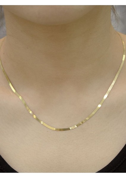 14 Ayar Altın Ince Italyan Ezme Zincir Kolye fırsatları