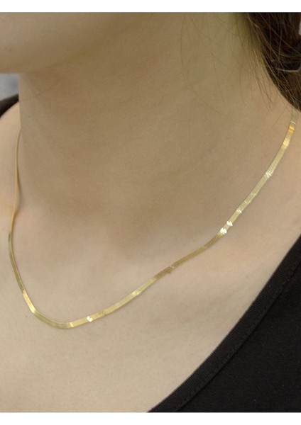 14 Ayar Altın Ince Italyan Ezme Zincir Kolye indirimleri