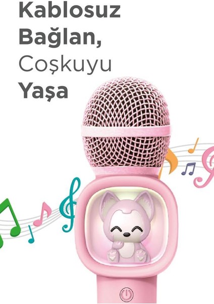 Kıdmıc-07 Pembe Rgb Unikorn Figürlü Mikrofonlu Karaoke Bluetooth Hoparlör modelleri