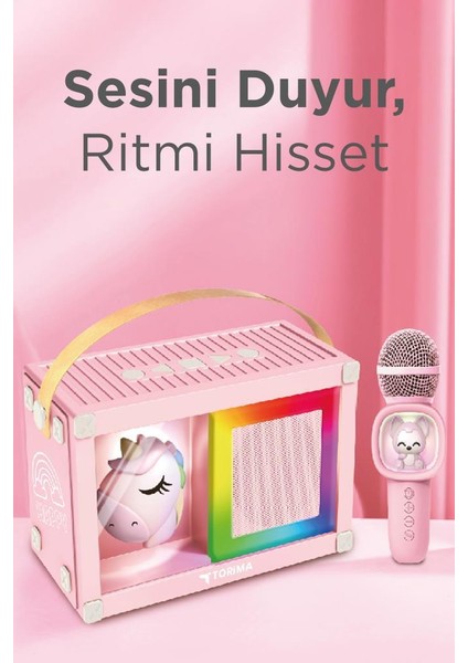 Kıdmıc-07 Pembe Rgb Unikorn Figürlü Mikrofonlu Karaoke Bluetooth Hoparlör fırsatları