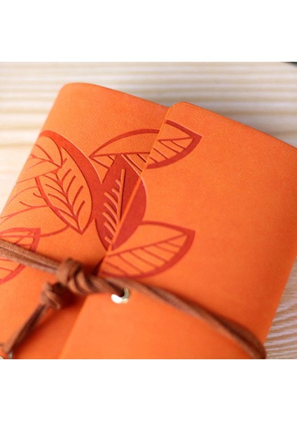 Yaprak Baskılı Deri Kapaklı Özel Tasarım Hediyelik Deri Kaplı Ajanda Anı Defteri Not Defteri Turuncu Ithal Ürün fiyatları