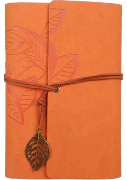 Yaprak Baskılı Deri Kapaklı Özel Tasarım Hediyelik Deri Kaplı Ajanda Anı Defteri Not Defteri Turuncu Ithal Ürün modelleri