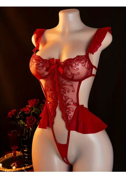 Shayla -Açık Form Kırmızı Bodysuıt