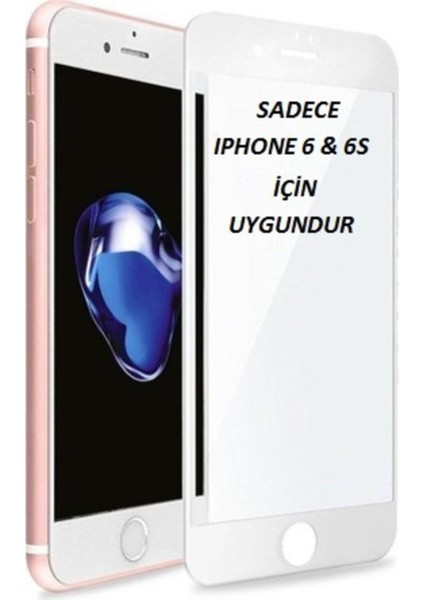 Iphone 6s Beyaz Tam Kaplayan Ön Ekran Koruyucu-Tempered Glass