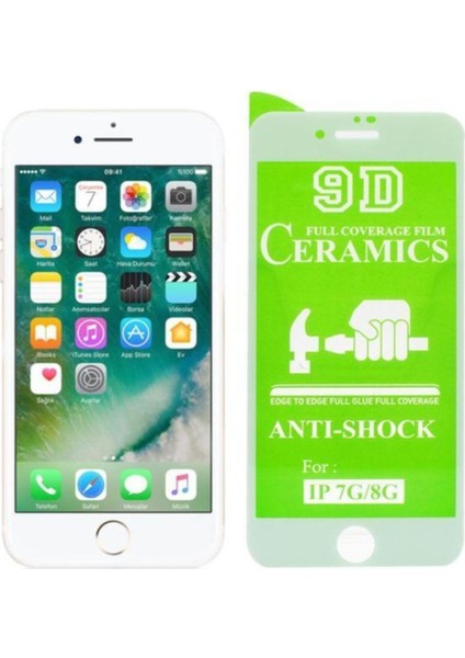 Iphone 8g Beyaz 9d Tempered Full Glass 9h Nano Kırılmaz Ekran Koruyucu Film