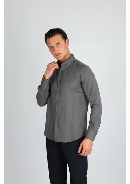 Oxford C 503 Gri Erkek Gömlek