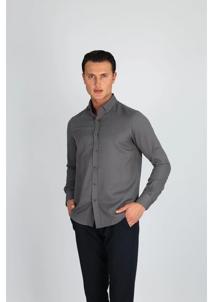 Oxford C 503 Gri Erkek Gömlek