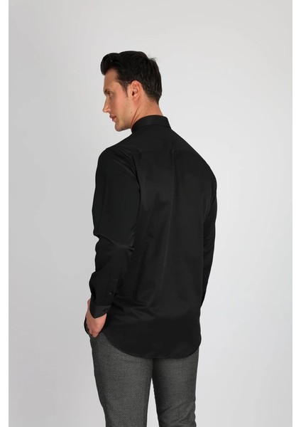 Soft Saten R 500 Siyah Erkek Gömlek modelleri