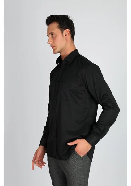 Soft Saten R 500 Siyah Erkek Gömlek fırsatları