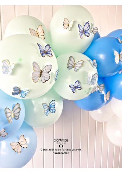 48 Adet Mavi Tema Kelebek Süsleyici Parti Süsü Mavi Kelebek Doğum Günü Süsü Parti Süsleme