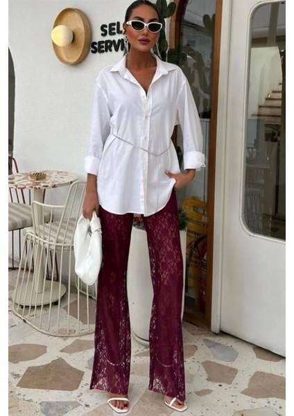 Dantel Detaylı Astarsız Kadın Pantolon modelleri