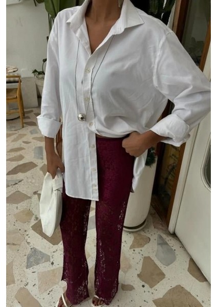 Dantel Detaylı Astarsız Kadın Pantolon indirimleri