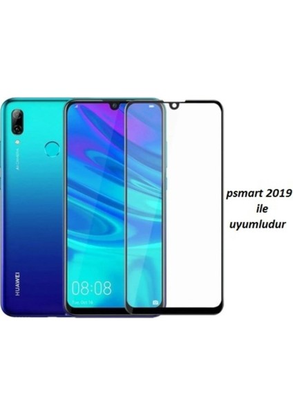 Huawei Psmart 2019 Curve Tempered Glass Full Siyah Cam Ekran Koruyucu