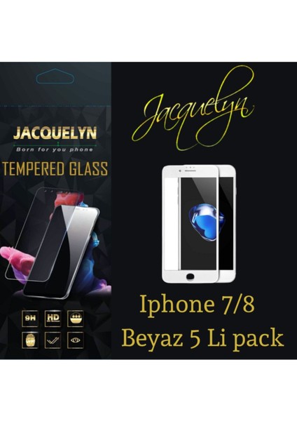 Iphone 7/8 Plus Beyaz 5 Li Pack Tam Kaplayan Ön Ekran Koruyucu