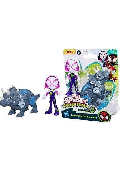 Spidey And His Amazing Friends Dino Webs Ghost-Spider ve Rhino Dino G0122